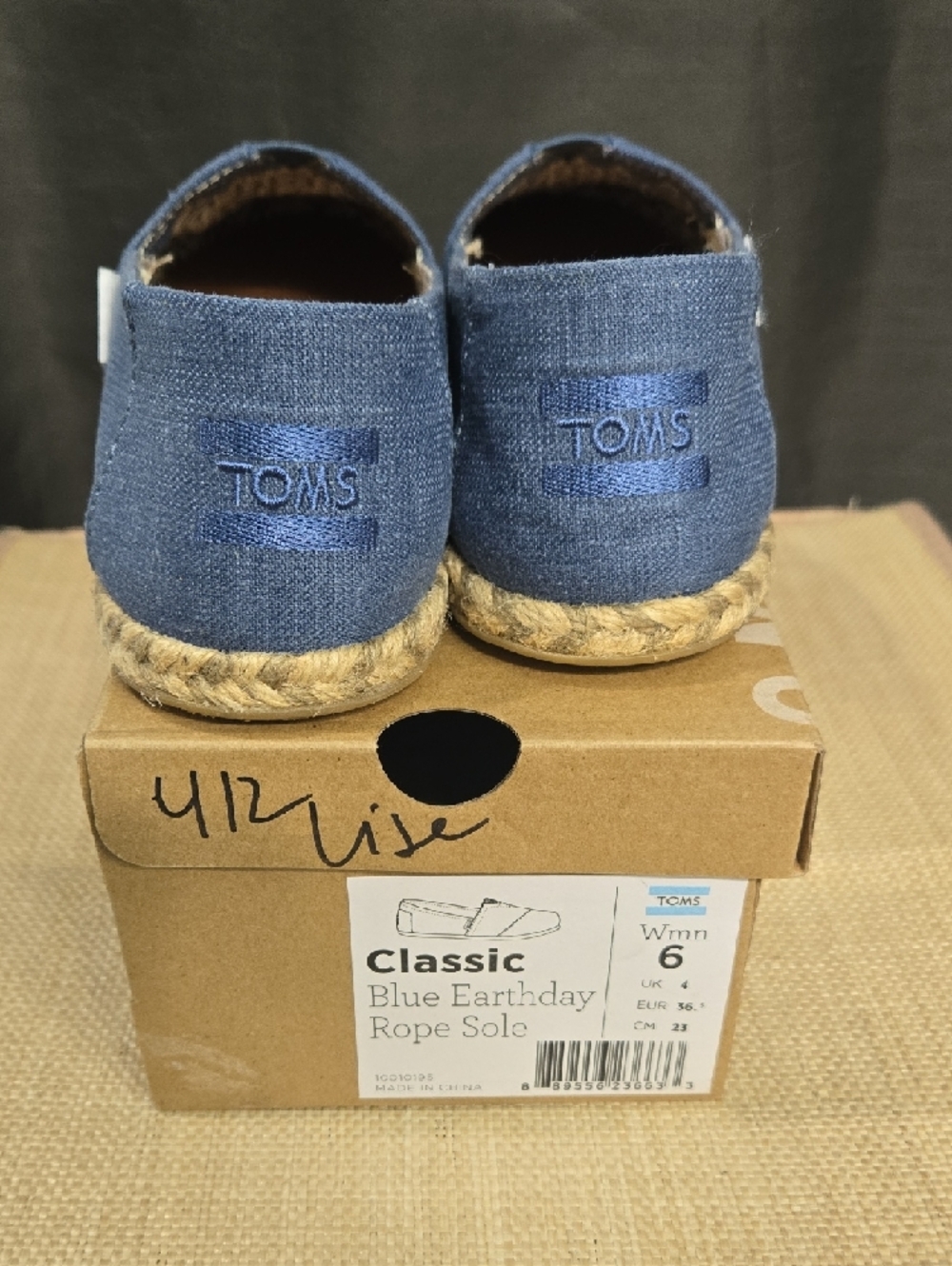 SALE! Toms Classic Blue Canvas Flats with Rope Sole - Picture 2 of 5